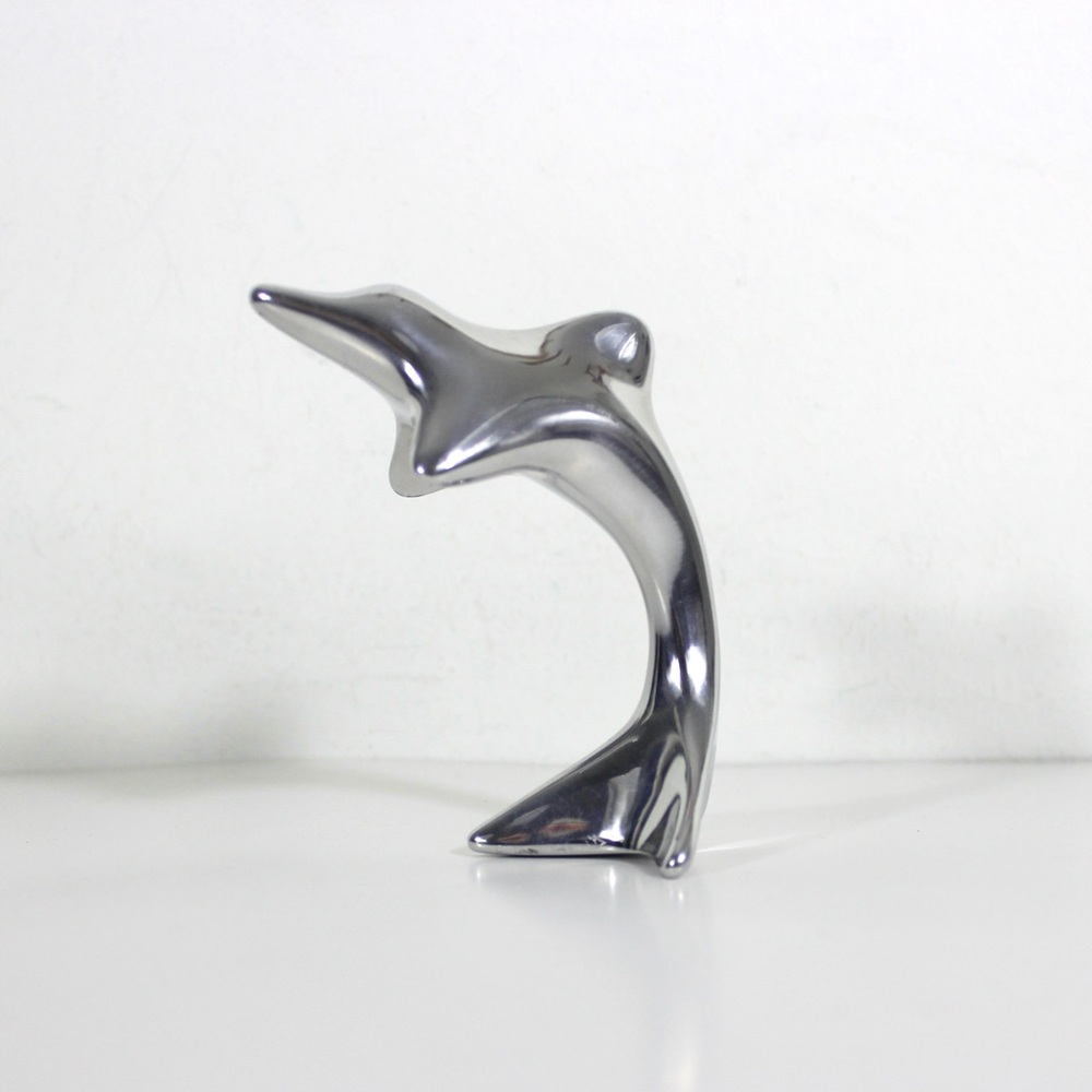 Mid Century Modern Hoselton Canada Aluminum Dolphin Sculpture Modernist Figurine